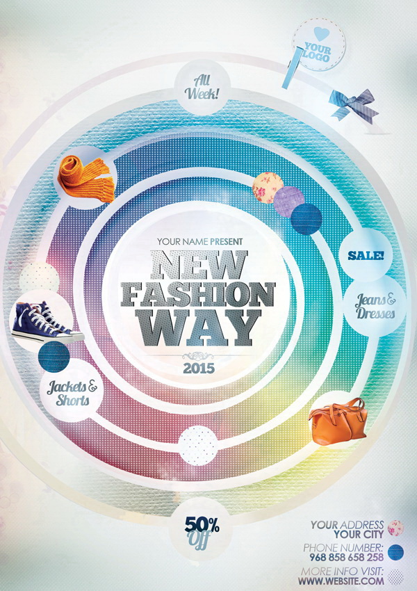 Дизайн рекламного постера New Fashion Way Free PSD