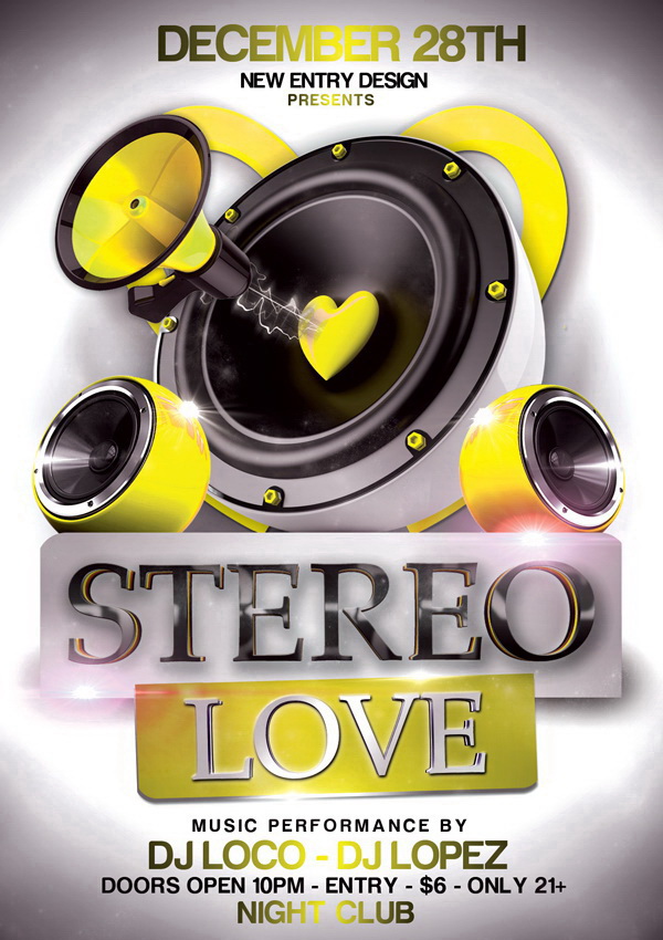 Дизайн плаката в стиле Stereo Love Free PSD