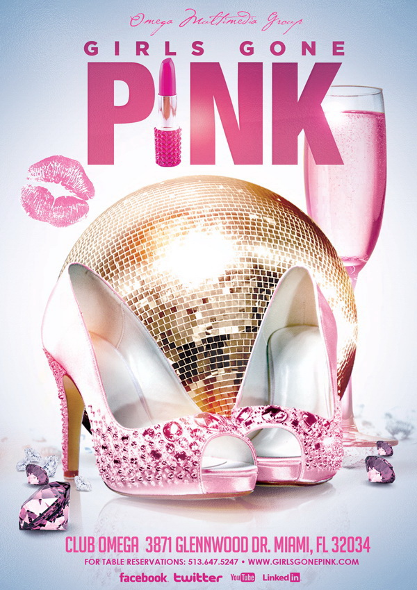 Прикольный постер Pink Girls Free PSD
