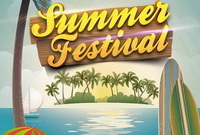 Праздничный плакат Summer Festival Free PSD